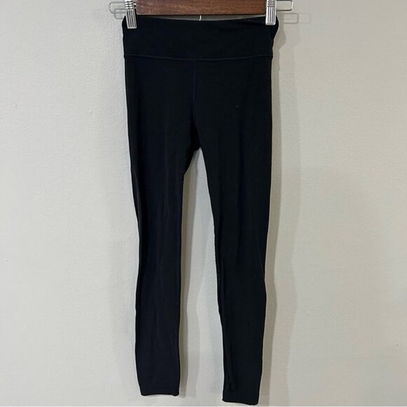 Athleta Girl High Rise Powervita Chit Chat Tight Black Leggings Youth Size 8/10 - Picture 2 of 5